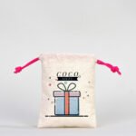 Canvas Bag 10x13 cm - Colored String - Fuchsia (Customizable) - istecanta.com
