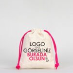 Cotton Bag 10x13 cm - Colored String - Fuchsia (Customizable)