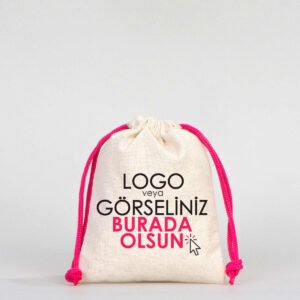 Cotton Bag 10x13 cm - Colored String - Fuchsia (Customizable)