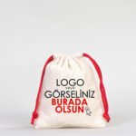 Cloth Bag 10x13 cm - Colored String - Red (Customizable) - istecanta.com