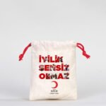 Cloth Bag 10x13 cm - Colored String - Red (Customizable) - istecanta.com