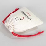 Canvas Bag 10x13 cm - Colored String - Red (Customizable) - istecanta.com