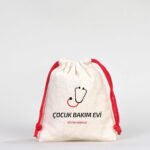 Canvas Bag 10x13 cm - Colored String - Red (Customizable) - istecanta.com