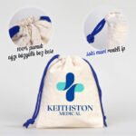 Canvas Bag 10x13 cm - Colored String - Sky Blue (Customizable) - istecanta.com