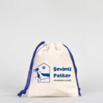 Cloth Bag 10x13 cm - Colored String - Sky Blue (Customizable) - istecanta.com
