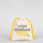 Cloth Bag 10x13 cm - Colored String - Yellow (Customizable) - istecanta.com