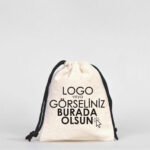 Cotton Bag 10x13 cm - Colored String - Black (Customizable)