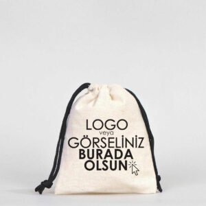 Cotton Bag 10x13 cm - Colored String - Black (Customizable)
