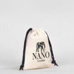 Canvas Bag 10x13 cm - Colored String - Black (Customizable) - istecanta.com