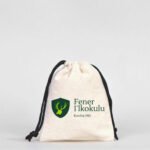 Canvas Bag 10x13 cm - Colored String - Black (Customizable) - istecanta.com