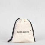 Canvas Bag 10x13 cm - Colored String - Black (Customizable) - istecanta.com