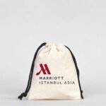 Canvas Bag 10x13 cm - Colored String - Black (Customizable) - istecanta.com