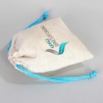 Cotton Bag 10x13 cm - Colored String - Turquoise (Customizable) - istecanta.com