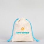 Cotton Bag 10x13 cm - Colored String - Turquoise (Customizable) - istecanta.com