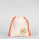 Canvas Bag 10x13 cm - Colored String - Orange (Customizable) - istecanta.com