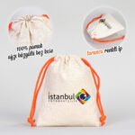 Canvas Bag 10x13 cm - Colored String - Orange (Customizable) - istecanta.com
