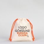 Canvas Bag 10x13 cm - Colored String - Orange (Customizable) - istecanta.com