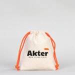 Canvas Bag 10x13 cm - Colored String - Orange (Customizable) - istecanta.com