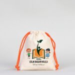 Cotton Bag 10x13 cm - Colored String - Orange (Customizable) - istecanta.com