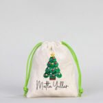 Canvas Bag 10x13 cm - Colored String - Green (Customizable) - istecanta.com