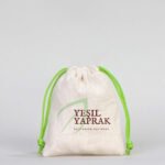 Canvas Bag 10x13 cm - Colored String - Green (Customizable) - istecanta.com