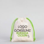Canvas Bag 10x13 cm - Colored String - Green (Customizable) - istecanta.com