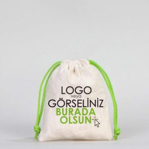 Cotton Bag 10x13 cm - Colored String - Green (Customizable)