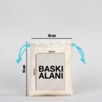 Cotton Bag 10x13 cm - Colored String - Turquoise (Customizable) - istecanta.com