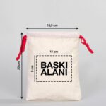 Canvas Bag 15.5x20 cm - Colored String - Red (Customizable) - istecanta.com