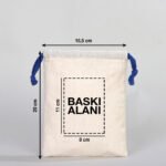 Canvas Bag 15.5x20 cm - Colored String - Navy Blue (Customizable) - istecanta.com