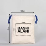 Canvas Bag 15.5x20 cm - Colored String - Navy Blue (Customizable) - istecanta.com