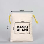 Canvas Bag 15.5x20 cm - Colored String - Yellow (Customizable) - istecanta.com