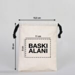 Canvas Bag 15.5x20 cm - Colored String - Black (Customizable) - istecanta.com