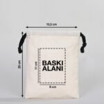 Canvas Bag 15.5x20 cm - Colored String - Black (Customizable) - istecanta.com