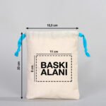 Canvas Bag 15.5x20 cm - Colored String - Turquoise (Customizable) - istecanta.com