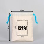Canvas Bag 15.5x20 cm - Colored String - Turquoise (Customizable) - istecanta.com