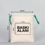 Canvas Bag 15.5x20 cm - Colored String - Green (Customizable) - istecanta.com