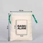 Canvas Bag 15.5x20 cm - Colored String - Green (Customizable) - istecanta.com
