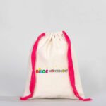 Canvas Bag 15.5x20 cm - Colored String - Fuchsia (Customizable) - istecanta.com