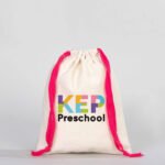 Canvas Bag 15.5x20 cm - Colored String - Fuchsia (Customizable) - istecanta.com
