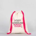 Cotton Bag 15.5x20 cm - Colored String - Fuchsia (Customizable)