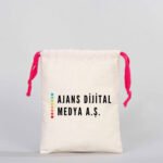 Canvas Bag 15.5x20 cm - Colored String - Fuchsia (Customizable) - istecanta.com