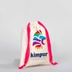 Canvas Bag 15.5x20 cm - Colored String - Fuchsia (Customizable) - istecanta.com