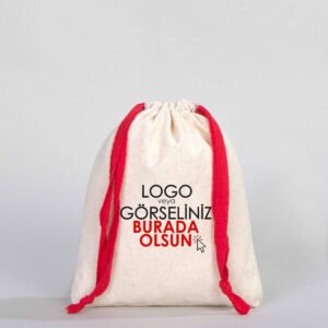 Cotton Bag 15.5x20 cm - Colored String - Red (Customizable)