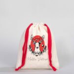 Canvas Bag 15.5x20 cm - Colored String - Red (Customizable) - istecanta.com
