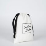 Black String Cloth Bag - White - 15x20cm (Customizable) - istecanta.com