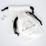Black String Cloth Bag - White - 15x20cm (Customizable) - istecanta.com