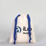 Canvas Bag 15.5x20 cm - Colored String - Navy Blue (Customizable) - istecanta.com