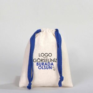 Cotton Bag 15.5x20 cm - Colored String - Navy Blue (Customizable)