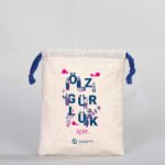 Canvas Bag 15.5x20 cm - Colored String - Navy Blue (Customizable) - istecanta.com
